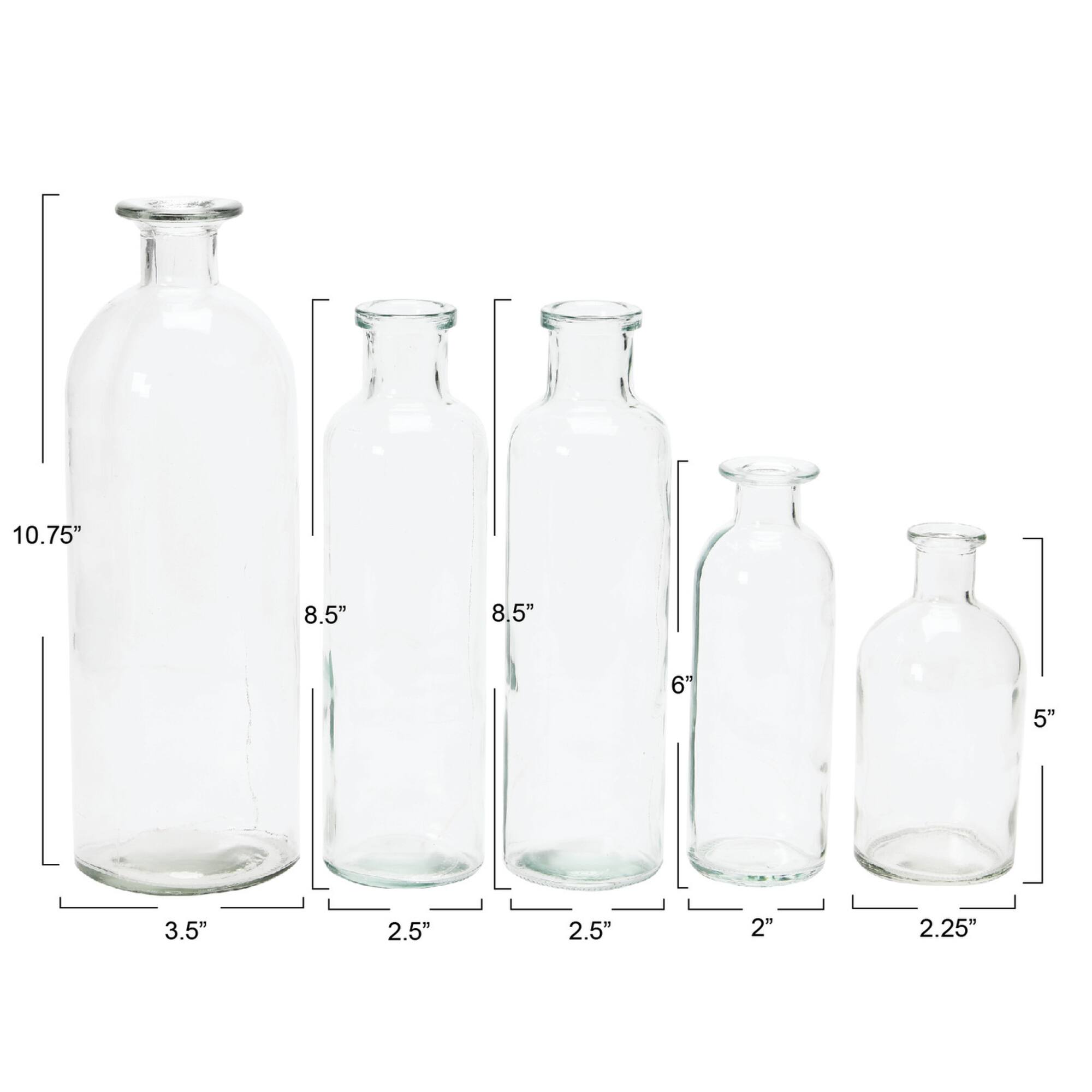 Hello Honey® Black Wood Tray with Glass Bottle Vases Set